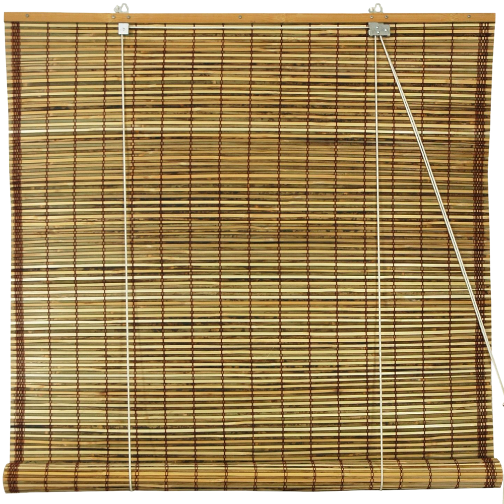 Oriental Furniture Burnt Bamboo Roll Up Window Blinds